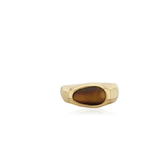 Anna beck Small Asymmetrical Tiger's Eye Signet Ring NW pouch size 6 - Picture 1 of 7